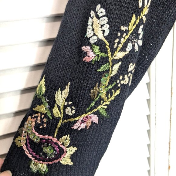 Vintage Y2k 2001 Heirloom Collectibles Cardigan Sweater Large Embroidery Beaded - Picture 5 of 16